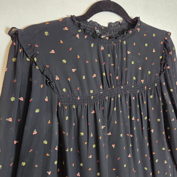 Sanctuary Tops - Sanctuary Blouse Women Small Black Floral Cottagecore Ruffle Empire Top